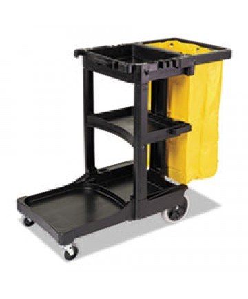 HEAVY-DUTY 2-SHELF UTILITY CART, TPR CASTERS, 26W X 55D X 33.25H, BLACK