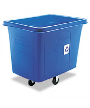 RECYCLING CUBE TRUCK, RECTANGULAR, POLYETHYLENE, 500 LB CAPACITY, BLUE