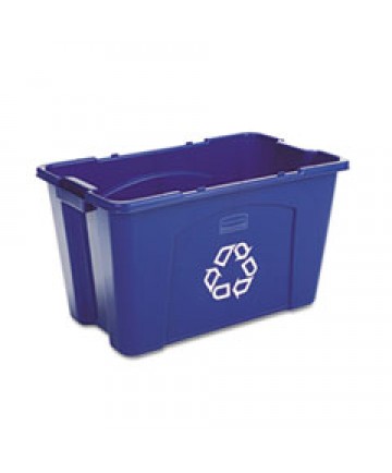 STACKING RECYCLE BIN, RECTANGULAR, POLYETHYLENE, 18 GAL, BLUE