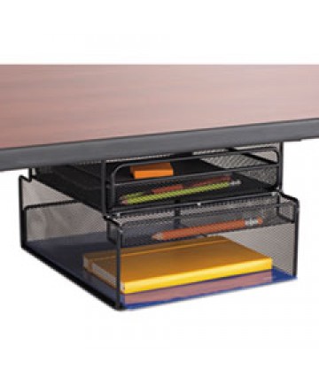Onyx Hanging Organizer W/drawer, Under Desk Mount, 12 1/3 X 10 X 7 1/4, Black