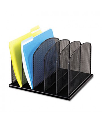 ONYX MESH DESK ORGANIZER WITH UPRIGHT SECTIONS, 5 SECTIONS, LETTER TO LEGAL SIZE FILES, 12.5" X 11.25" X 8.25", BLACK
