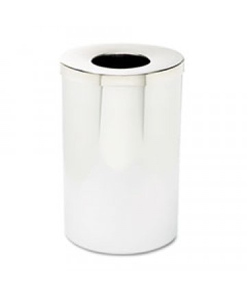REFLECTIONS OPEN-TOP RECEPTACLE, ROUND, STEEL, 35 GAL, CHROME/BLACK