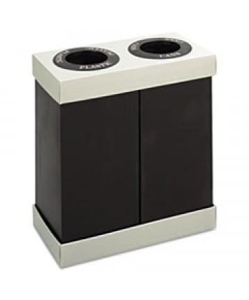 AT-YOUR-DISPOSAL RECYCLING CENTER, POLYETHYLENE, TWO 56 GAL BINS, BLACK