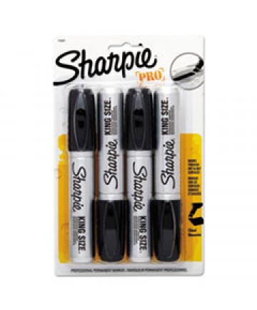 KING SIZE PERMANENT MARKER, BROAD CHISEL TIP, BLACK, 4/PACK