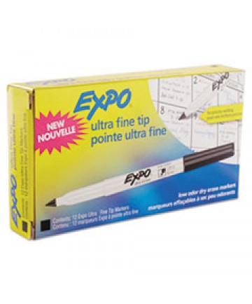 LOW-ODOR DRY-ERASE MARKER, EXTRA-FINE NEEDLE TIP, BLACK, DOZEN