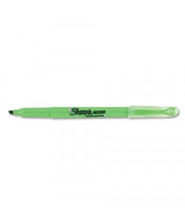 POCKET STYLE HIGHLIGHTERS, CHISEL TIP, FLUORESCENT GREEN, DOZEN