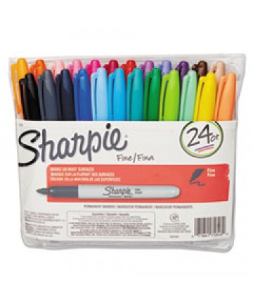 FINE TIP PERMANENT MARKER, ASSORTED COLORS, 24/SET