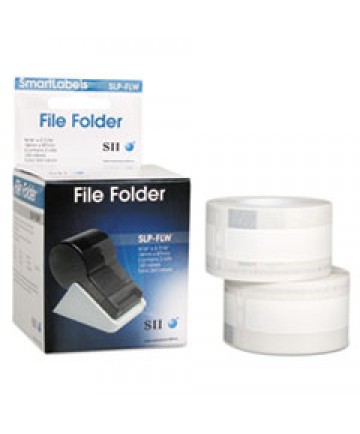 SLP-FLW SELF-ADHESIVE FILE FOLDER LABELS, 0.56" X 3.43", WHITE, 130 LABELS/ROLL, 2 ROLLS/BOX