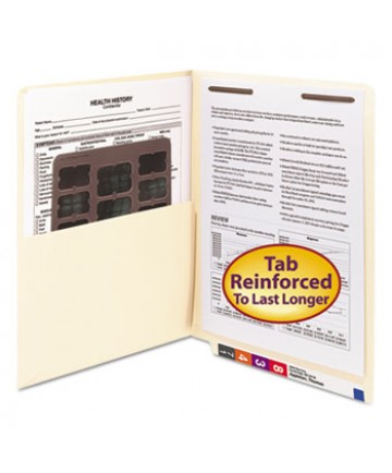HEAVYWEIGHT MANILA END TAB POCKET FOLDERS WITH ONE FASTENER, STRAIGHT TAB, LETTER SIZE, 50/BOX