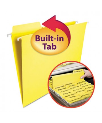 FASTAB HANGING FOLDERS, LETTER SIZE, 1/3-CUT TAB, YELLOW, 20/BOX