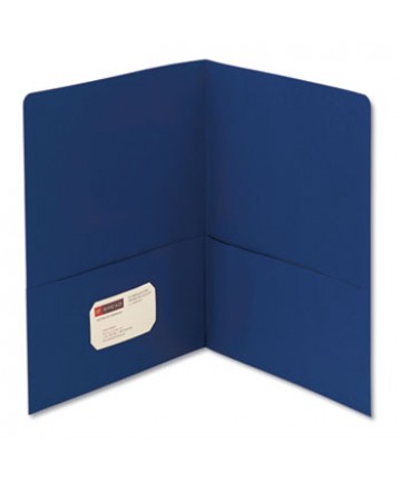 Two-Pocket Folder, Textured Paper, Dark Blue, 25/box