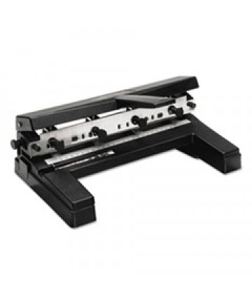 40-Sheet Heavy-Duty Lever Action 2-To-7-Hole Punch, 11/32" Hole, Black/woodgrain