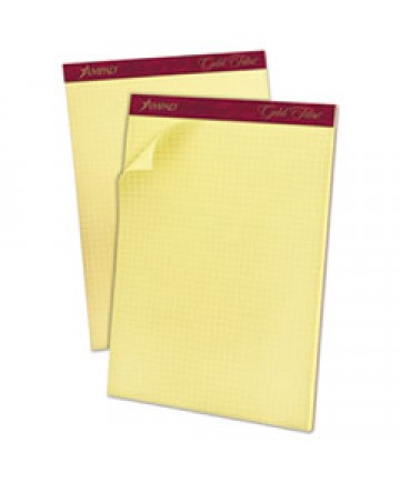 GOLD FIBRE CANARY QUADRILLE PADS, 4 SQ/IN QUADRILLE RULE, 8.5 X 11.75, CANARY, 50 SHEETS