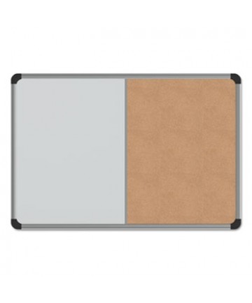 Cork/dry Erase Board, Melamine, 24 X 18, Black/gray Aluminum/plastic Frame