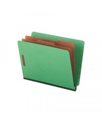 RED PRESSBOARD END TAB CLASSIFICATION FOLDERS, 2 DIVIDERS, LEGAL SIZE, RED, 10/BOX