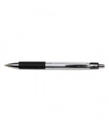 COMFORT GRIP RETRACTABLE BALLPOINT PEN, 1MM, BLACK INK, SILVER BARREL, DOZEN
