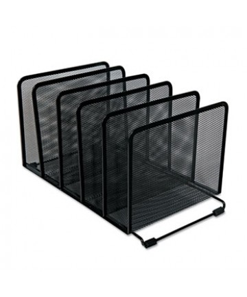 DELUXE MESH STACKING SORTER, 5 SECTIONS, LETTER TO LEGAL SIZE FILES, 14.63" X 8.13" X 7.5", BLACK