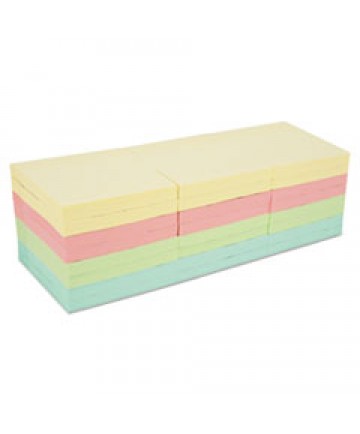 Fan-Folded Self-Stick Pop-Up Notes, 3 X 3, 4 Assorted Pastel, 100-Sheet, 12/pk
