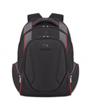 Launch Laptop Backpack, 17.3", 12 1/2 X 8 X 19 1/2, Black/gray/red