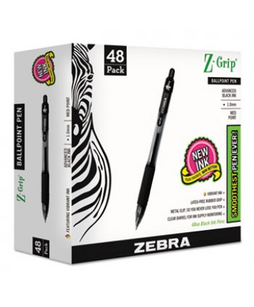 Z-GRIP RETRACTABLE BALLPOINT PEN, MEDIUM 1 MM, BLACK INK/BARREL, 48/PACK