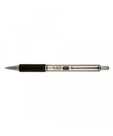 F-402 RETRACTABLE BALLPOINT PEN, 0.7MM, BLACK INK, STAINLESS STEEL/BLACK BARREL