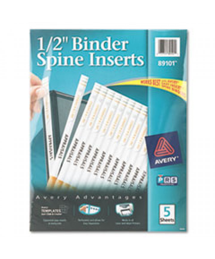 Binder Spine Inserts, 1/2" Spine Width, 16 Inserts/sheet, 5 Sheets/pack