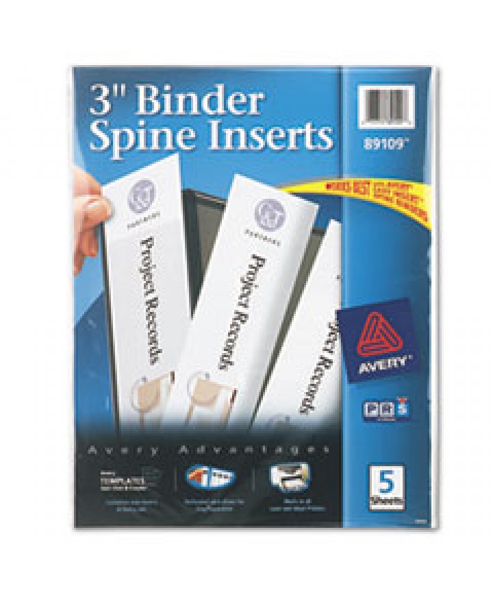 Binder Spine Inserts, 2" Spine Width, 4 Inserts/sheet, 5 Sheets/pack