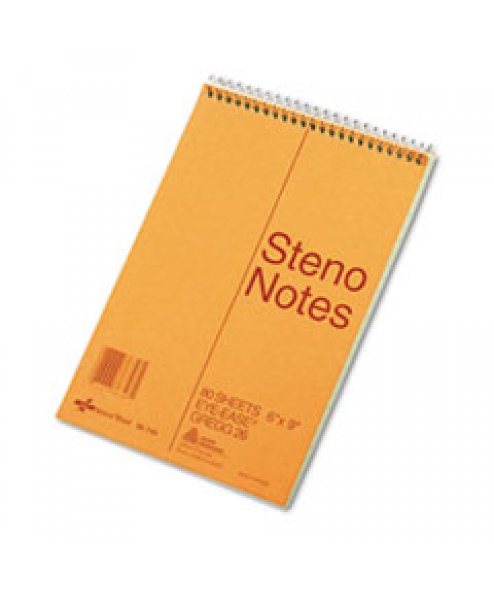 STANDARD SPIRAL STENO BOOK, GREGG RULE, 6 X 9, EYEEASE GREEN, 80 SHEETS