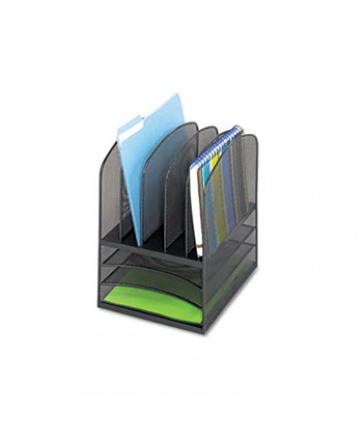 Onyx Mesh Desk Organizer with Five Vertical and Three Horizontal Sections, Letter Size Files, 11.5 Onyx Mesh Desk Organizer with Five Vertical and Three Horizontal Sections, Letter Size Files, 11.5