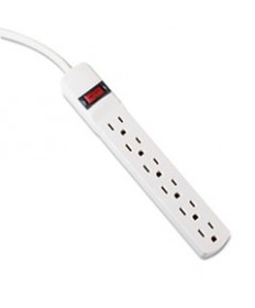 Power Strip, 6 Outlets, 6 ft Cord, Ivory