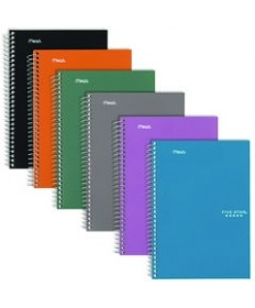 Wirebound Notebook, 2-Subject, Medium/College Rule, Randomly Assorted Cover Color, (80) 9.6 x 6 Sheets