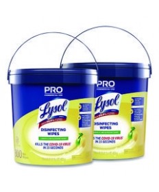 Professional Disinfecting Wipe Bucket, 1-Ply, 6 x 8, Lemon and Lime Blossom, White, 800 Wipes/Bucket, 2 Buckets/Carton
