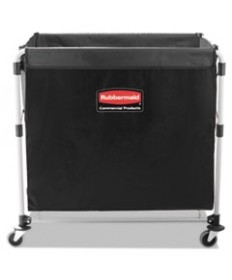 One-Compartment Collapsible X-Cart, Synthetic Fabric, 9.96 cu ft Bin, 24.1" x 35.7" x 34", Black/Silver