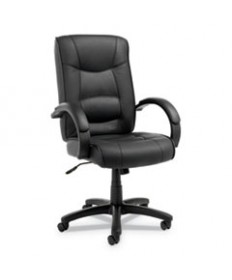 ALERA STRADA SERIES HIGH-BACK SWIVEL/TILT TOP-GRAIN LEATHER CHAIR, SUPPORTS UP TO 275 LBS, BLACK SEAT/BLACK BACK, BLACK BASE