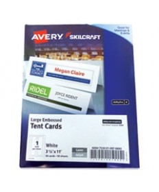 7530016878805 SKILCRAFT/AVERY Tent Cards, White, 3.5 x 11, 1 Card/Sheet, 50 Sheets/Pack