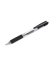 7520016970599 SKILCRAFT SLV-Performer Ballpoint Pen, Retractable, Medium, 1 mm, Black Ink, Clear/Black Barrel, Dozen