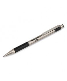 7520017024609 SKILCRAFT Zebra Gel Pen, Retractable, Medium 0.7 mm, Black Ink, Stainless Steel Barrel, 2/Pack