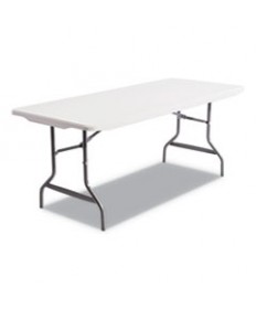 Resin Rectangular Folding Table, Square Edge, 72w x 30d x 29h, Platinum