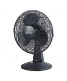 12" 3-Speed Oscillating Desk Fan, Plastic, Black