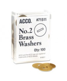 WASHERS FOR TWO-PRONG FASTENERS, #2, 1.25" DIAMETER, BRASS, 100/BOX