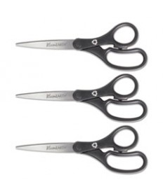 KLEENEARTH SOFT HANDLE SCISSORS, POINTED TIP, 7" LONG, 2.25" CUT LENGTH, BLUE/GRAY STRAIGHT HANDLE