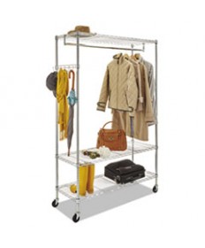 WIRE SHELVING GARMENT RACK, 40 GARMENTS, 48W X 18D X 75H, SILVER