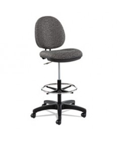 ALERA INTERVAL SERIES SWIVEL TASK STOOL, 33.26" SEAT HEIGHT, SUPPORTS UP TO 275 LBS, GRAPHITE GRAY SEAT/BACK, BLACK BASE