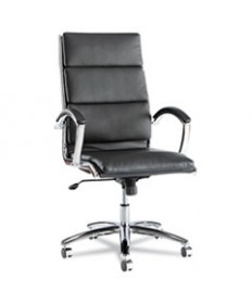 ALERA NERATOLI HIGH-BACK SLIM PROFILE CHAIR, SUPPORTS UP TO 275 LBS, BLACK SEAT/BLACK BACK, CHROME BASE