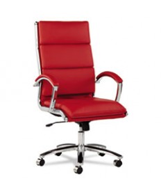 ALERA NERATOLI HIGH-BACK SLIM PROFILE CHAIR, SUPPORTS UP TO 275 LBS, RED SEAT/RED BACK, CHROME BASE