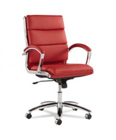 ALERA NERATOLI MID-BACK SLIM PROFILE CHAIR, SUPPORTS UP TO 275 LBS, RED SEAT/RED BACK, CHROME BASE