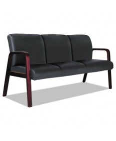 ALERA RECEPTION LOUNGE WL 3-SEAT SOFA, 65.75 X 26.13 X 33, BLACK/MAHOGANY