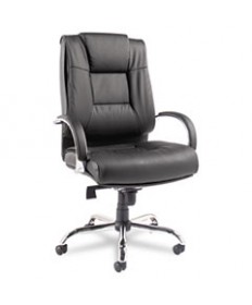 ALERA RAVINO BIG AND TALL SERIES HIGH-BACK SWIVEL/TILT BONDED LEATHER CHAIR, SUPPORTS 450 LBS, BLACK SEAT/BACK, CHROME BASE