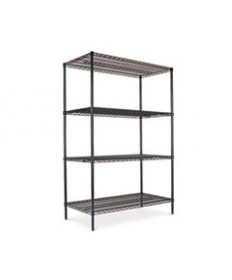 NSF CERTIFIED INDUSTRIAL 4-SHELF WIRE SHELVING KIT, 36W X 18D X 72H, BLACK
