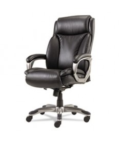 ALERA VEON SERIES EXECUTIVE HIGH-BACK BONDED LEATHER CHAIR, SUPPORTS UP TO 275 LBS, BLACK SEAT/BLACK BACK, GRAPHITE BASE